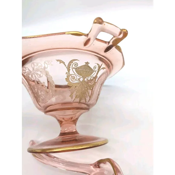 Pink Cambridge ? Gold Trim Mayonnaise Bowl and Ladle - Picture 6 of 9